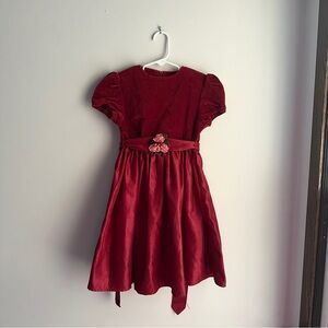 Bitty Baby Red Velvet Dress with Floral Accent